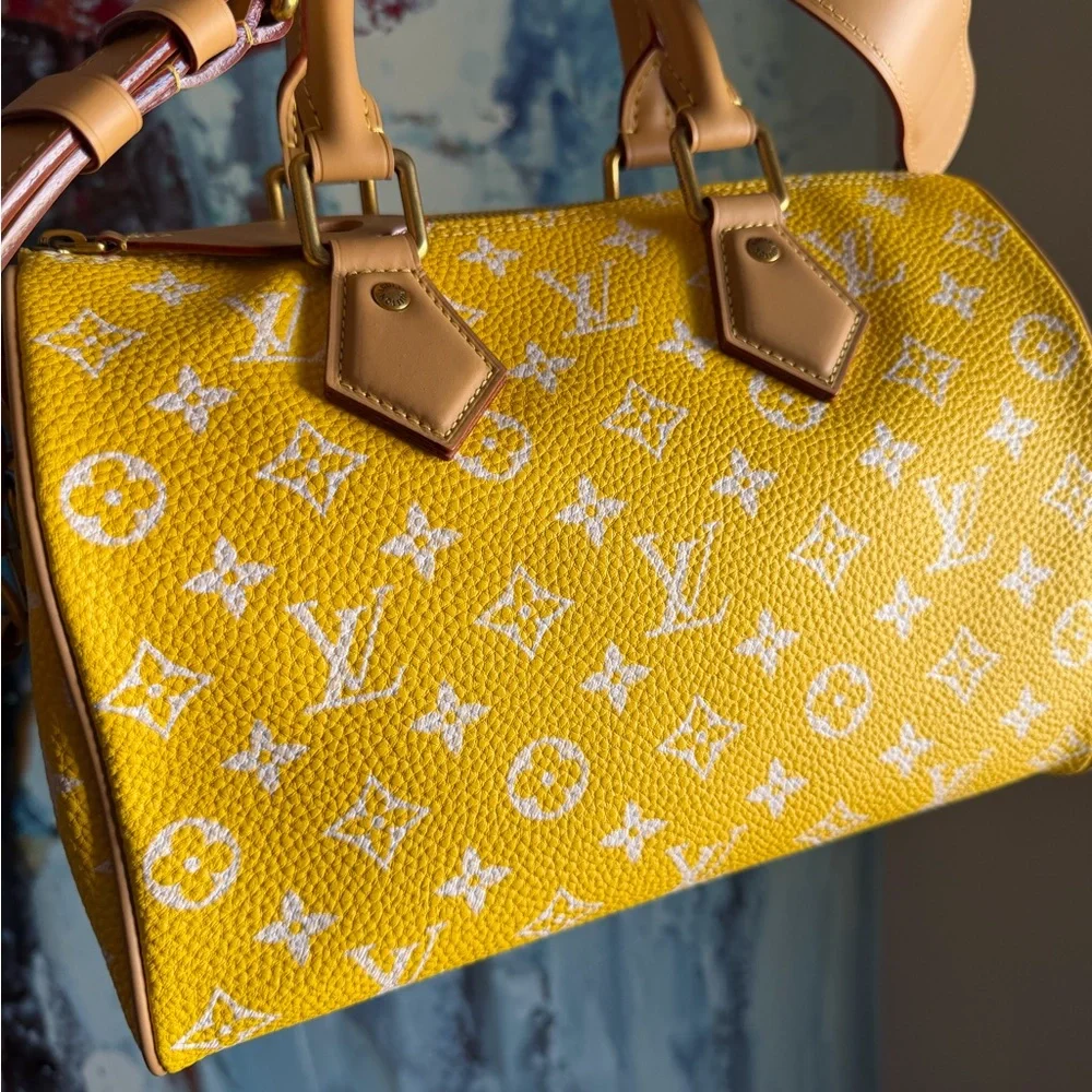 Louis Vuitton Yellow Monogram Mini Satchel with Natural Leather Trim - Picture 3 of 10